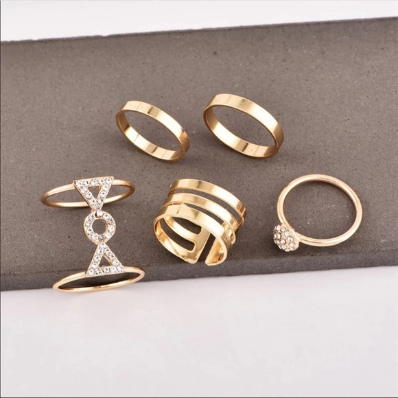 5 Piece Gold Midi Knuckle Ring Set - Picture 5 of 6